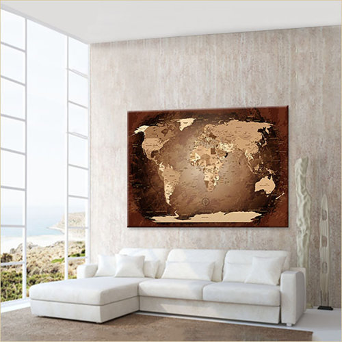 Küstenhaus Leinwandbild "World Map Antik - Deutsch", Grafikdruck in